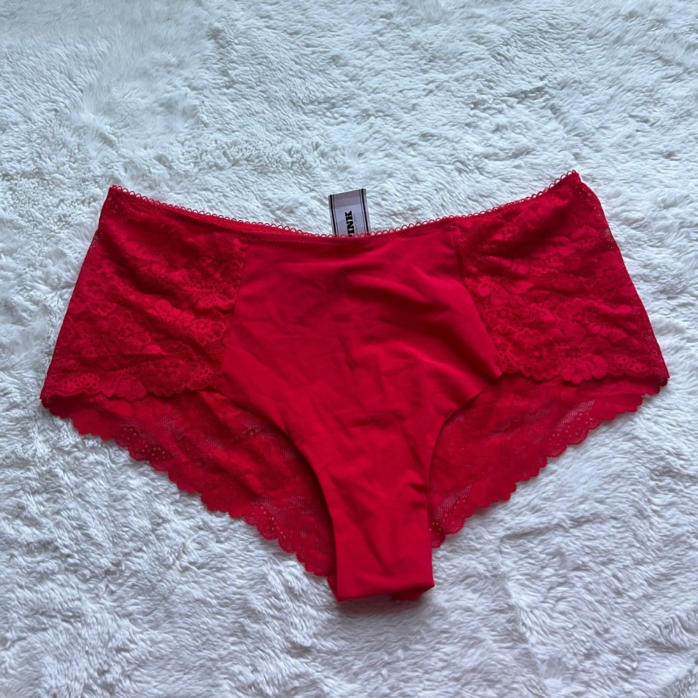 Victorias Secret PINK Red Floral Lace Cheeky Panty XL NWT 11246717 Soft Stretchy
